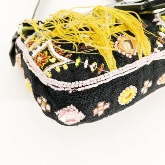 Fendi Mamma Baguette Beaded Fringe Shoulder Bag Bucket Hand Bag FF - Picture 12 of 14